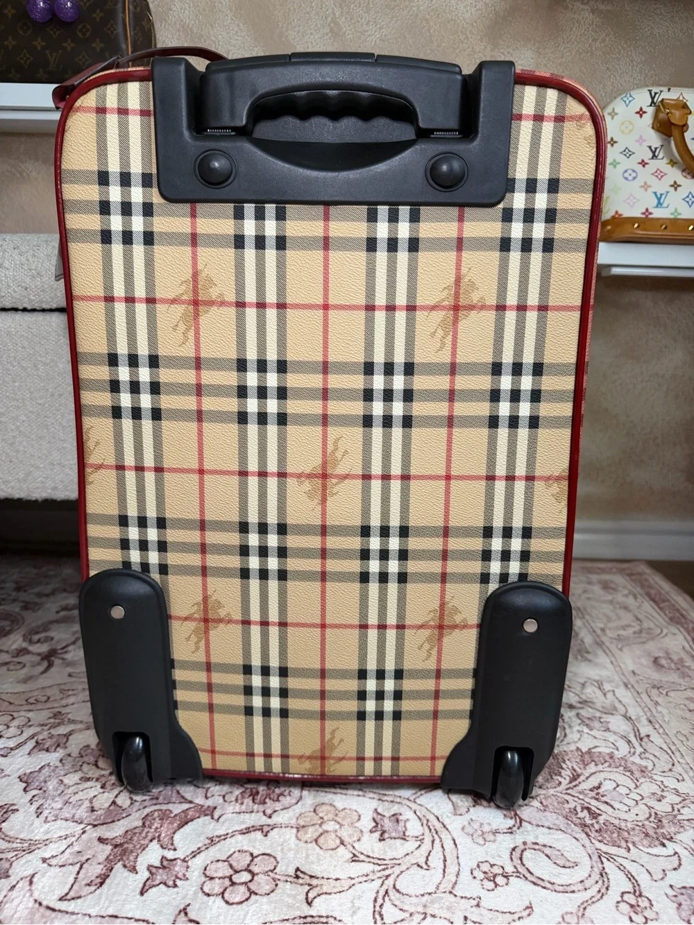 Burberry Classic Checkered Carry-On with Red Trim